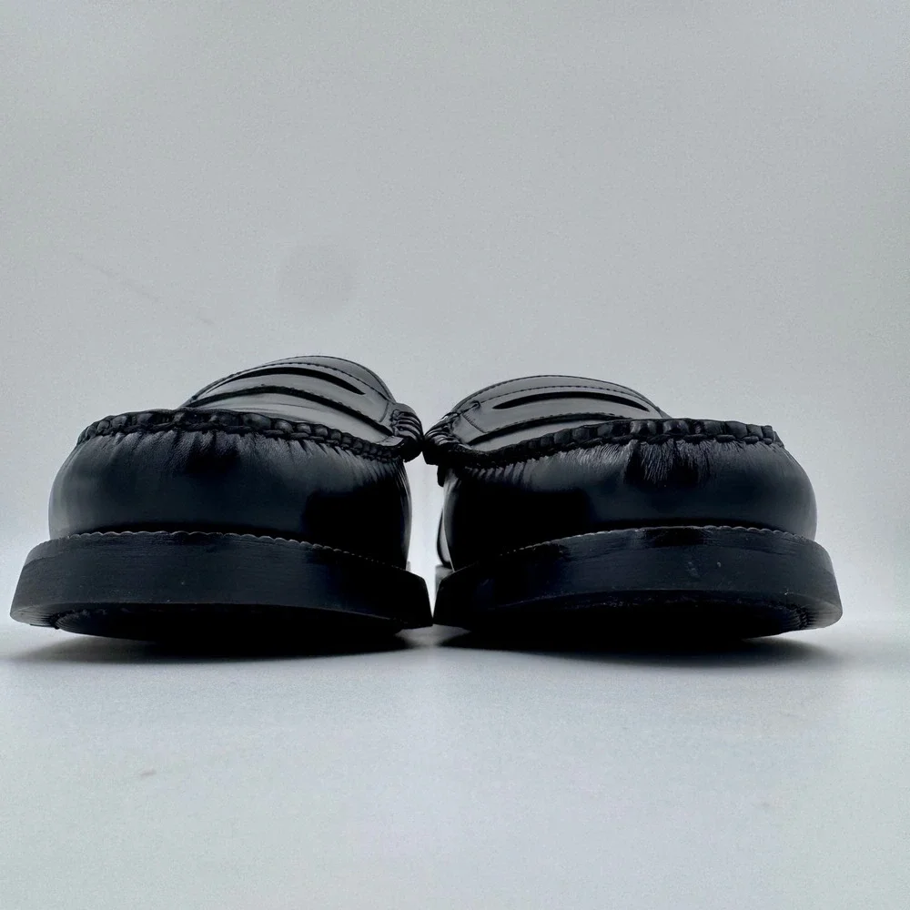 NWT Hamilton Men 12 Black Pig Leather Penny Loafers Handmade Moc Toe Dress Shoes
